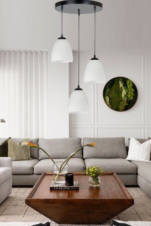 Farel Modern Colored Glass Triple Pendant Lamp Chandelier WHITEFAREL3PL - Uçar