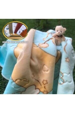 Fashion Mink Baby Blanket with Little Plush Teddy Bear and Muslin Mouth Diaper as a Gift 967 - Merinos