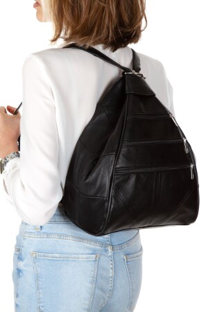Fashion Women's Real Leather Backpack, Hand and Shoulder Bag Black (37x23x30) 98167 - Newish