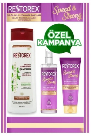Fast Growth Effective Hair Care Set for Dry and Damaged Hair 3 Pieces - Restorex