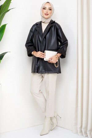 Faux Leather Jacket Black HM2270 - hafsamina
