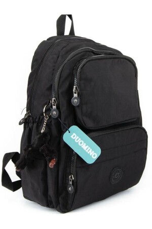 FCSTORE Krinkıl Kumaş Suya Dayanıklı Büyük Boy Siyah Klinkır Sırt Çantası-Laptop Okul Çanta fc8813 - DUOMİNO