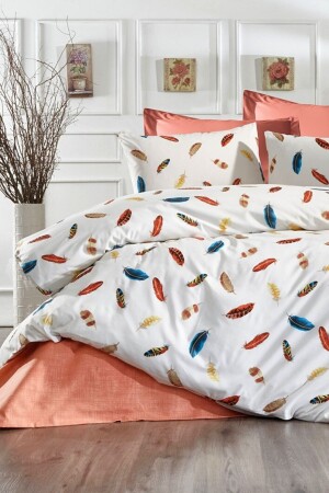 Feather 6 Piece Double Duvet Cover Set with Elastic Sheets cndn-feather-çk - CANDAN ÇEYİZ