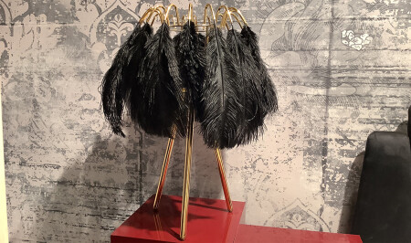 Feathered Gold Black Lampshade - 20454 - Cadde Yıldız