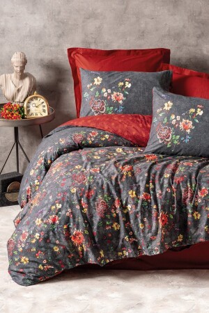 Feminine Double Duvet Cover Set Sierra Claret Red 8680108068045 - Cotton Box