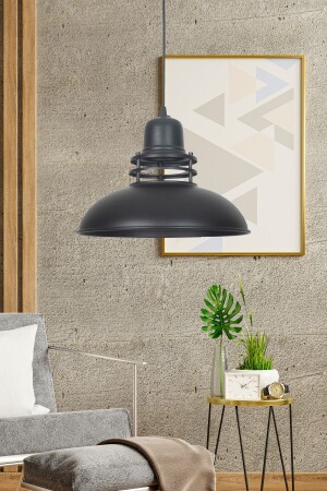 Fener Modern Tasarım Sıvama Sarkıt Metal Siyah Renk Cafe - Mutfak Tekli Avize FNR5533 - Fer Avize