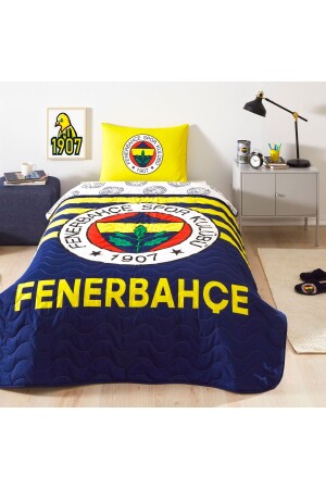 Fenerbahçe Licensed Stripe Single Bedspread + Pillowcase - Taç