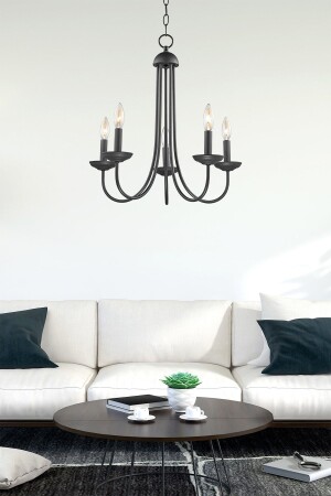 Ferd 5 Li Black Modern Young Room Kitchen Retro Living Room Chandelier 3492-05-BL - Apliqa