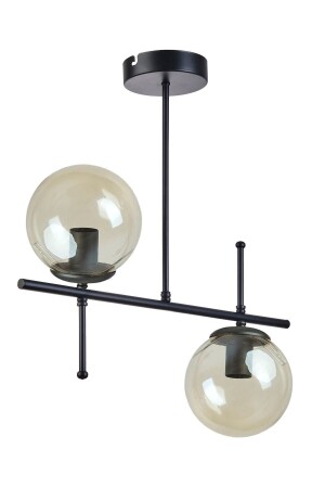 Feris Modern Design Living Room Kitchen Bedroom Black Color Honey Glass 2-Piece Chandelier 54456 - Modavize