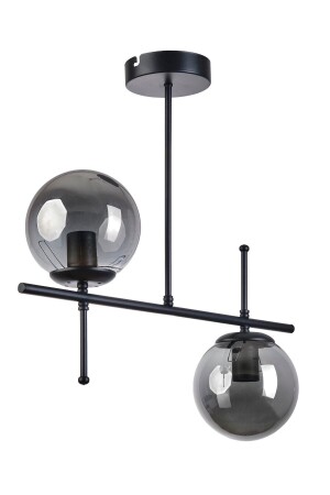 Feris Modern Design Living Room Kitchen Bedroom Black Color Smoked Glass Chandelier of 2 - Modavize