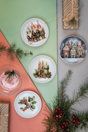 Festive 4 Piece 10 Cm Plate - Kütahya Porselen
