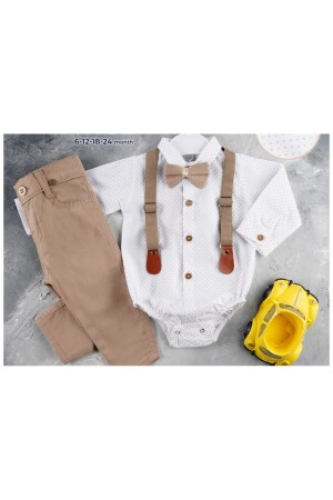 Festliches 4-teiliges Set mit Leinenhose im Polka Dot-Body-Stil mit verstellbarer Taille - Milano Kids