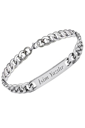 Figaro Unisex Steel Bracelet with Personalized Name Ack06ic - Takı Dükkanı