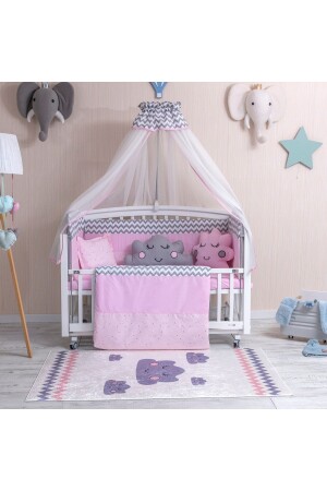 Figured Pink Kinderbett-Babyschlafset mit Moskitonetz 60x120 Größe MB-1-FIG. P.M. - Mini Baby