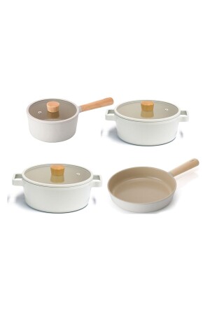 Fika 7 Piece Ceramic Coated Cast Iron Sauce Bowl Pot and Pan Set with Glass Lid Fika7PS - NEOFLAM