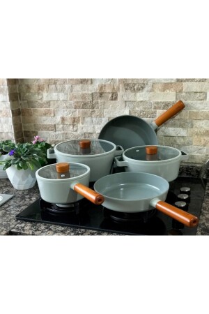 Fika 8-teiliges Topfset aus Aluminiumguss mit Glasdeckel 1259879 - NEOFLAM