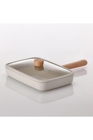 Fika Cast Aluminum Rectangular Pan 29cm With Glass Lid Beige D-NEOF129R - NEOFLAM
