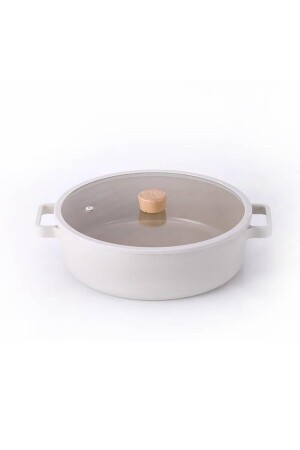 Fika Flacher Aluminiumtopf mit Glasdeckel 30 cm Beige D-NEOF230L - NEOFLAM