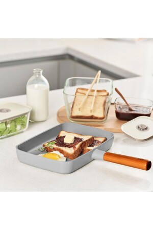 Fıka Rectangular Pan 29cm with Glass Lid Gray D-NEOG129R - NEOFLAM