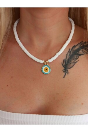 Fimo Evil Eye Beaded Necklace - Denizdenal