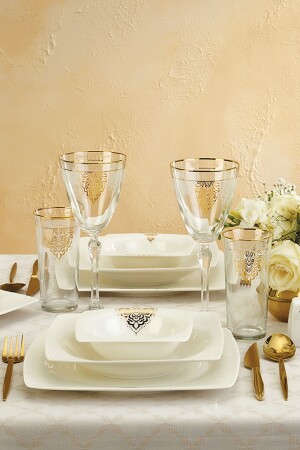 Fine Bone Fiore Gold 61-teiliges Tafelservice für 12 Personen 600. 15. 01. 1235 - Emsan