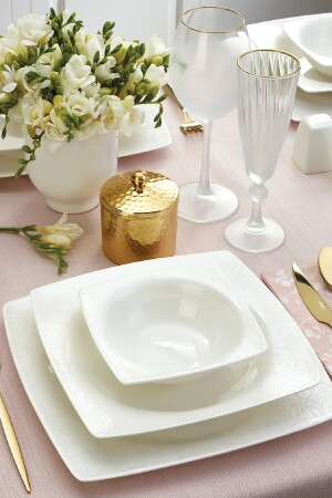 Fine Bone Meyra 61 Piece Square Dinner Set for 12 Persons 600. 15. 01. 2215 - Emsan