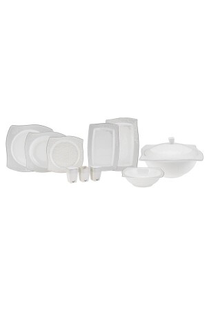 Fine Bone Tiara Platinum 60 Pieces Dinner Set for 12 Persons Square 153. 03. 07. 9612 - Karaca