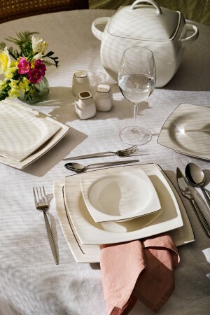 Fine Bone Zencerek 60 Pieces Dinner Set for 12 Persons Square 600. 15. 01. 2034 - Emsan