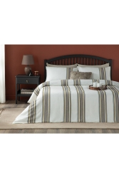 Fine Lines Chenille Thread Dyed Single Duvet Cover Set 160x220 Cm Yellow - Brown TYC00680727182 - English Home