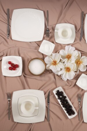 Fine Pearl Belha 26 Pieces Square İnci Breakfast Set for 6 People 153. 03. 07. 9780 - Karaca