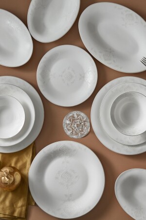 Fine Pearl Bella 58 Pieces Pearl Dinner Set for 12 Persons 153. 03. 08. 0614 - Karaca