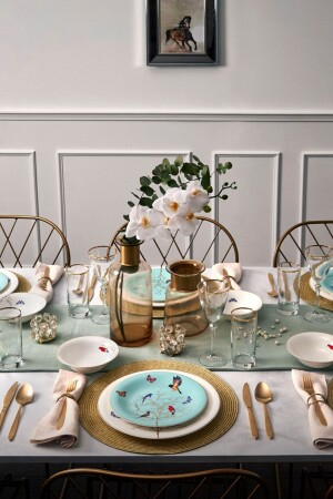Fine Pearl Grace Mint 58 Piece Dinner Set for 12 Persons 153. 03. 08. 0610-1 - Karaca