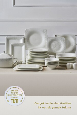Fine Pearl Helen 62 Pieces Pearl Square Dinner Set for 12 Persons 153. 03. 07. 5678 - Karaca
