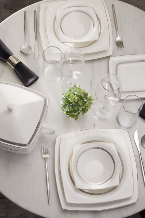 Fine Pearl Lorenzo 62 Piece Square Dinner Set for 12 Persons 153. 03. 08. 2620 - Karaca