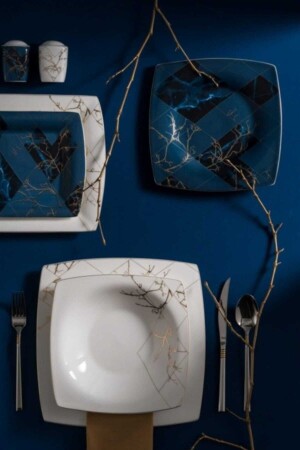 Fine Pearl Midnight 62 Pieces Pearl Dinner Set for 12 Persons Square 153. 03. 07. 7224 - Karaca
