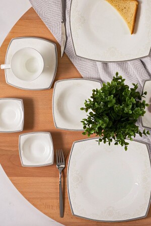 Fine Pearl Neklus 26 Piece Square Inci Breakfast Serving Set for 6 Persons 153. 03. 07. 5696 - Karaca