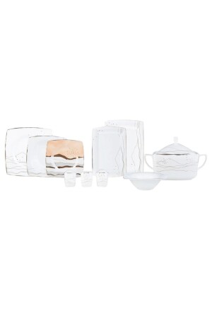 Fine Pearl Ocaso 62 Piece Square Pearl Dinner Set for 12 People 153. 03. 08. 0295 - Karaca
