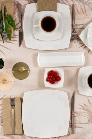 Fine Pearl Valentina 26 Pieces Square Pearl Breakfast Set for 6 People 153. 03. 07. 5694 - Karaca