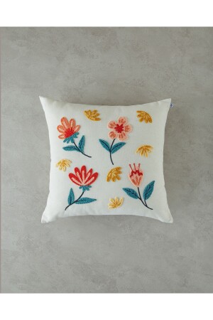 Fiore Punch Embroidered Filled Throw Pillow Natural - English Home