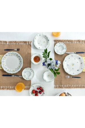 Fiorellino Porcelain 8 Piece Breakfast Set for 2 Persons 21-17-12-12 Cm Green-yellow-pink-blue - English Home