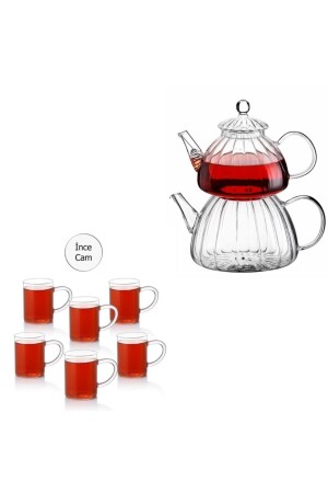 Fire Resistant Borasilicate Glass Teapot 6 Pieces Borasilicate Mug and Glass Set with Gift mprn-2355 - morponi