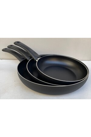 Fireproof Non-Stick Teflon Pan Set 16 20 24 Cm Black Color Teflon Pan Set Daily Use - Sobapark