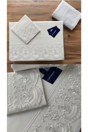 Firuze Doppelbett-Bettbezug-Set aus 100 % Baumwolle mit Handtuch, Geschenk 1452 - Çeyiz Bahçesi