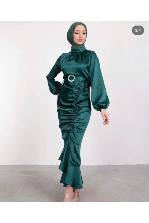 Fish Gathered Satin Dress - Deywearst