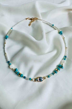 Fish Natural Stone Shell Necklace - Petek Aksesuar