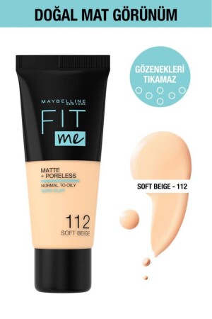 Fit Me Matte Poreless Foundation - 112 Soft Beige - Maybelline New York