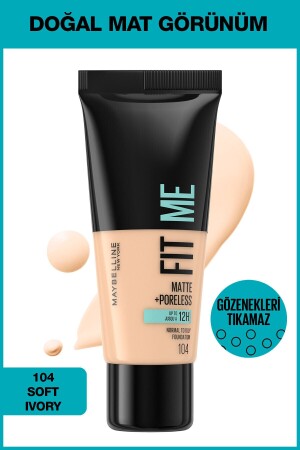 Fit Me Matte+poreless Foundation - 104 Soft Ivory - Maybelline New York