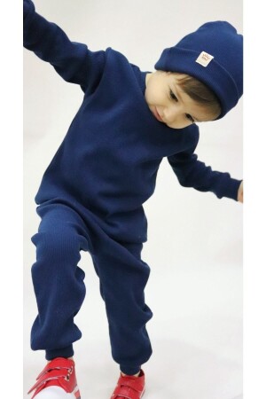 Fitted Baby and Kids 3 Piece Set Navy Blue - Balkabaği