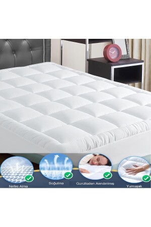 Fitted Quilted Sleeping Pad - 400 Gr/m2 Inner Filling - 100% Cotton Fabric Fluffy Mattress Protector - Kozzy Home