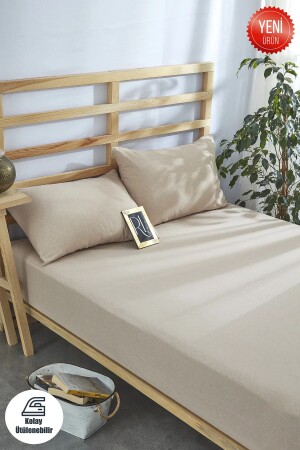 Fitted Sheet Set Solid Color Cotton-Pillow Case Single-Double-Kingsize Fitted Sheet - Essehm